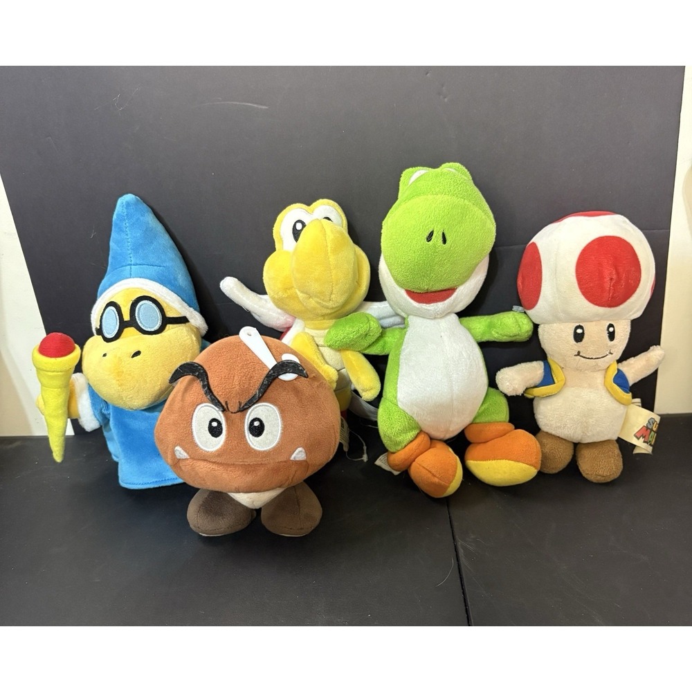 2017 Nintendo Super Mario Plush Stuff Toy Lot Of 5 Toad Yoshi Goomba Koopa Small